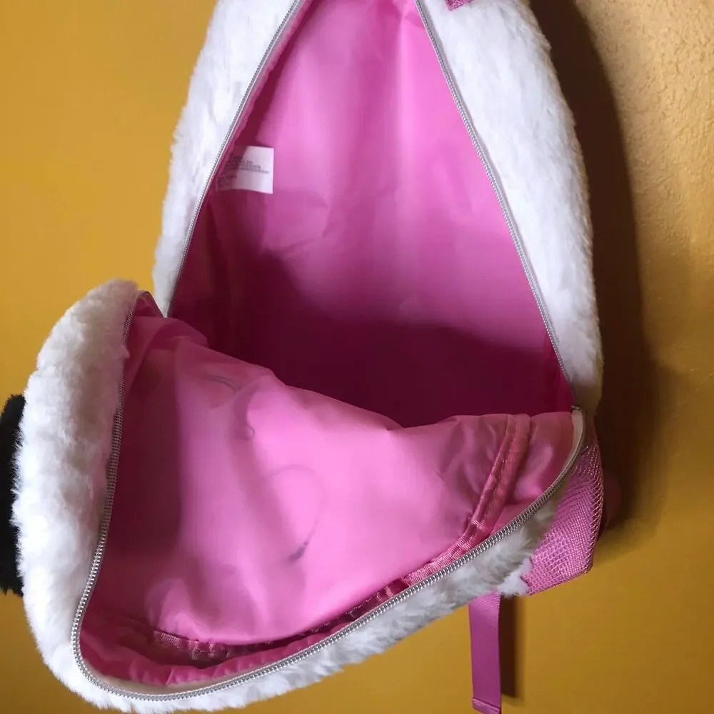 Sequin Bear Fuzzy Pink Backpack, New!